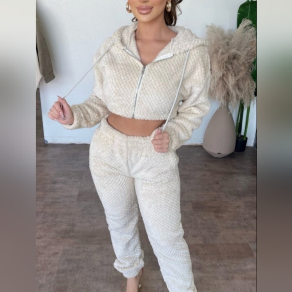 Fuzzy 2 piece jogger